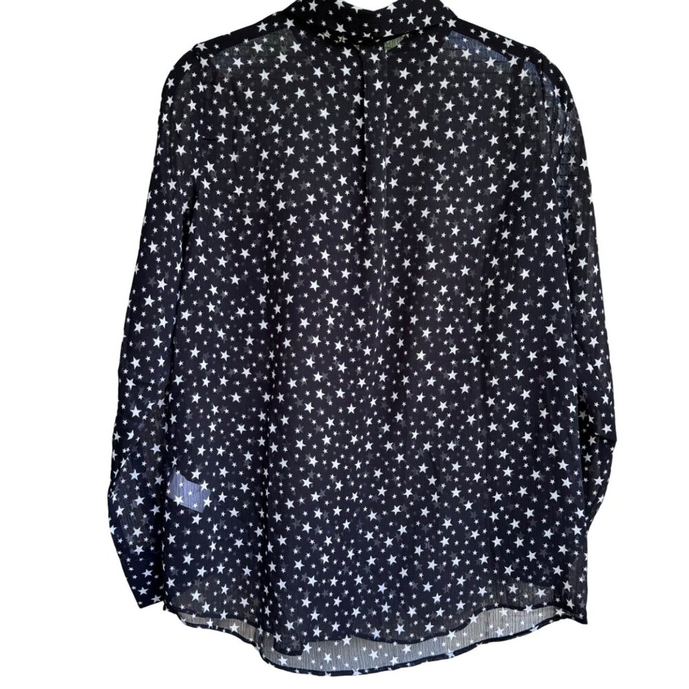 Love for Humanity Couture Button Down Shirt sz Small Stars Black w/ White Stars - Picture 4 of 10